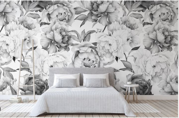 Floral-Black-And-White-Wallpaper-For-Your-Bedroom