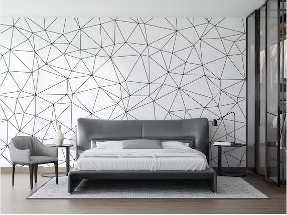 Geometric-Patterned-Bedroom-Wallpaper