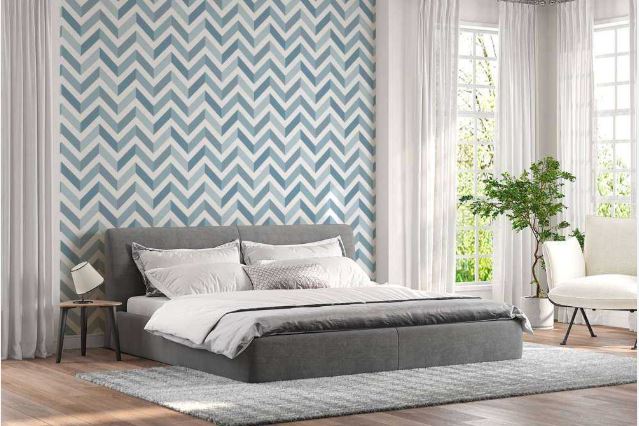 Herringbone-Pattern-Wallpaper-For-Bedroom-Wall