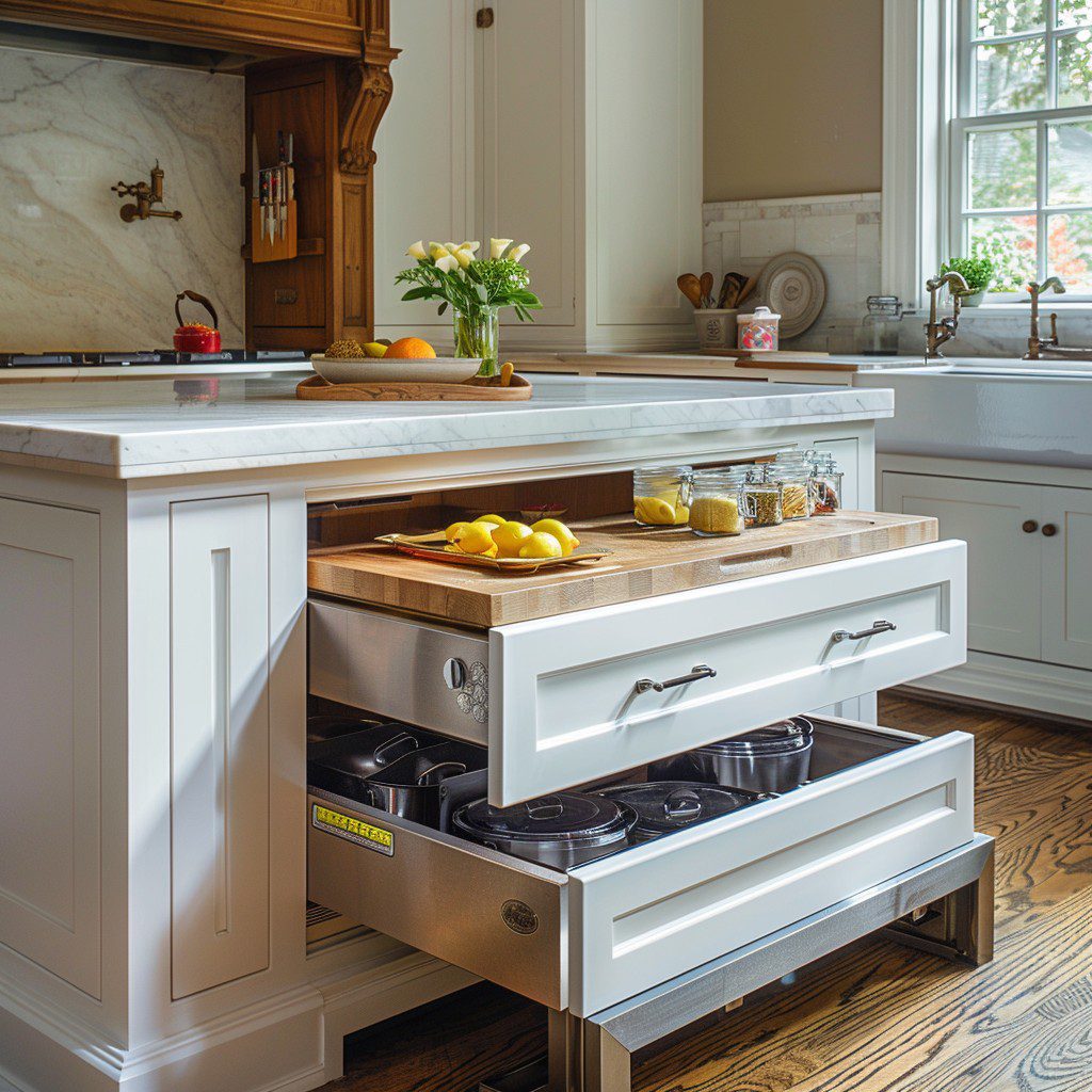 An Affordable Kitchen Island with a Pull-Out Cutting Board