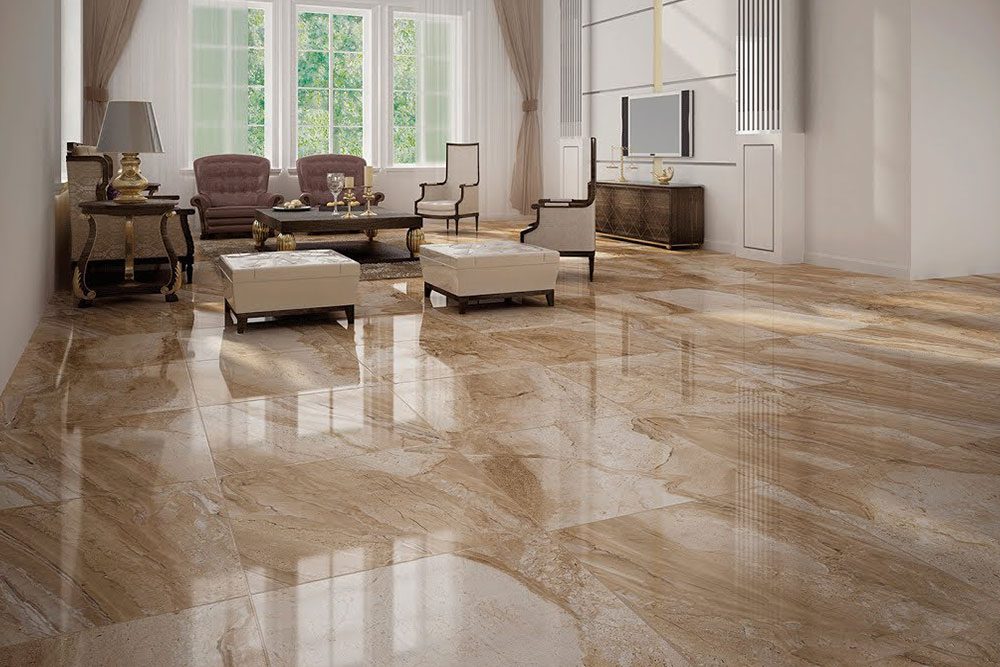 An Impressive Marble Flooring Design for the Living Room