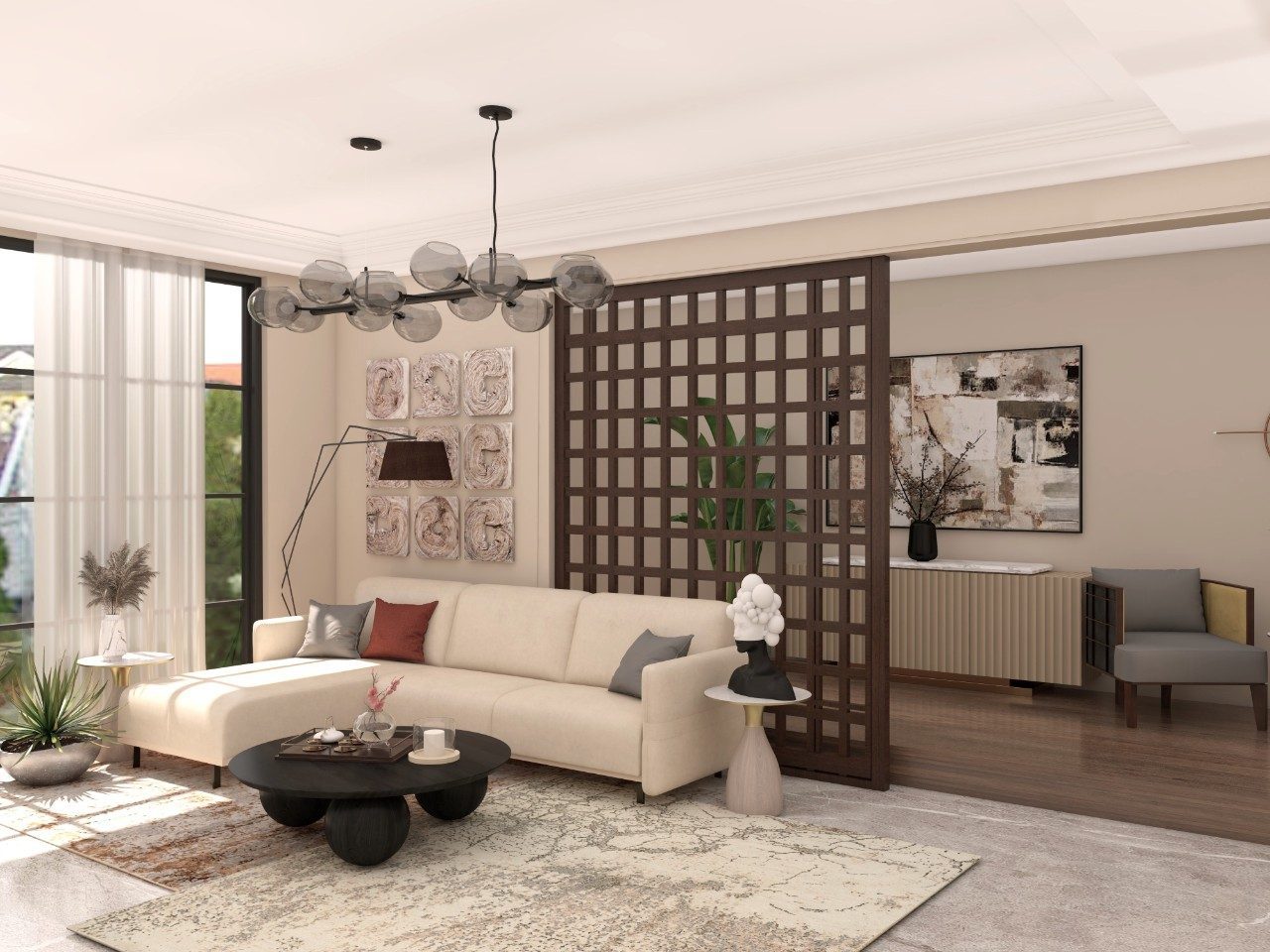 Partition in living room