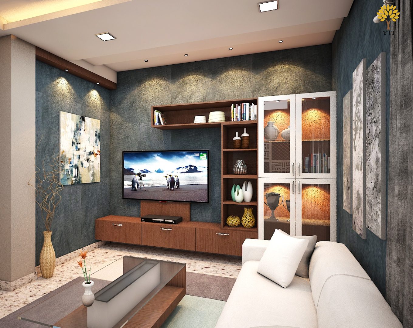 TV Cabinet With A Tall Unit
